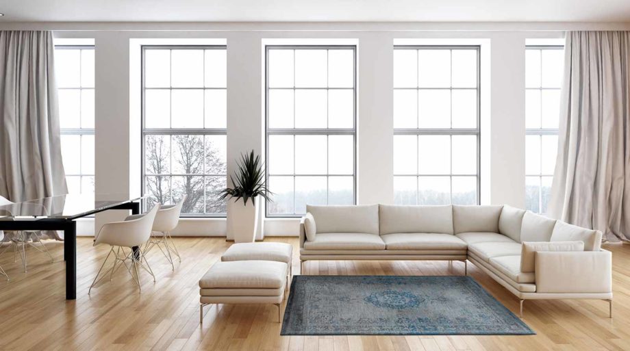 Louis De Poortere carpet LX 8255 Fading World Medaillon Grey Turquoise interior