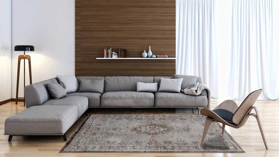 Louis De Poortere carpet LX 8257 Fading World Medaillon Grey Ebony interior