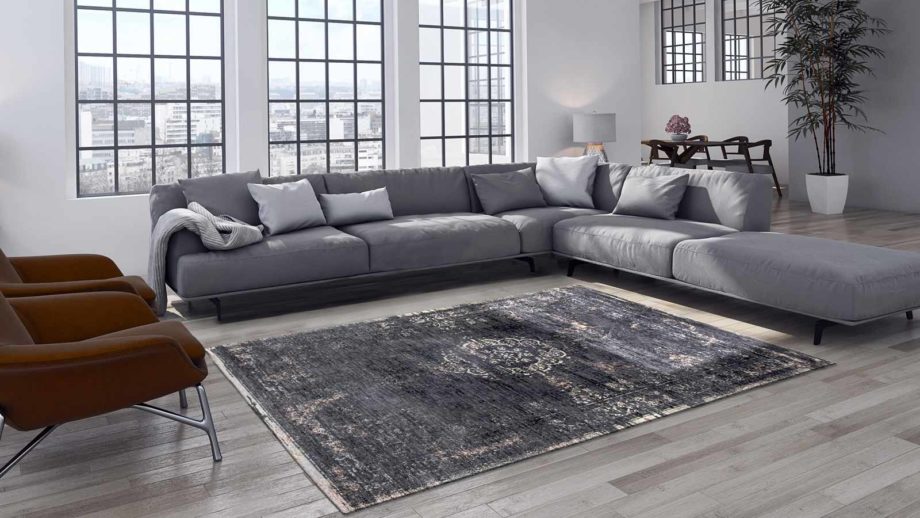 Louis De Poortere carpet LX 8263 Fading World Medaillon Mineral Black interior 2