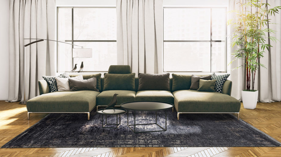 Louis De Poortere carpet LX 8263 Fading World Medaillon Mineral Black interior