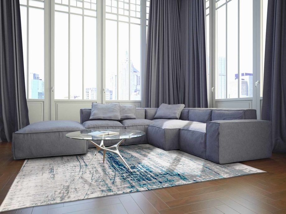 Louis De Poortere carpet LX 8421 Mad Men Griff Bronx Azurite interior
