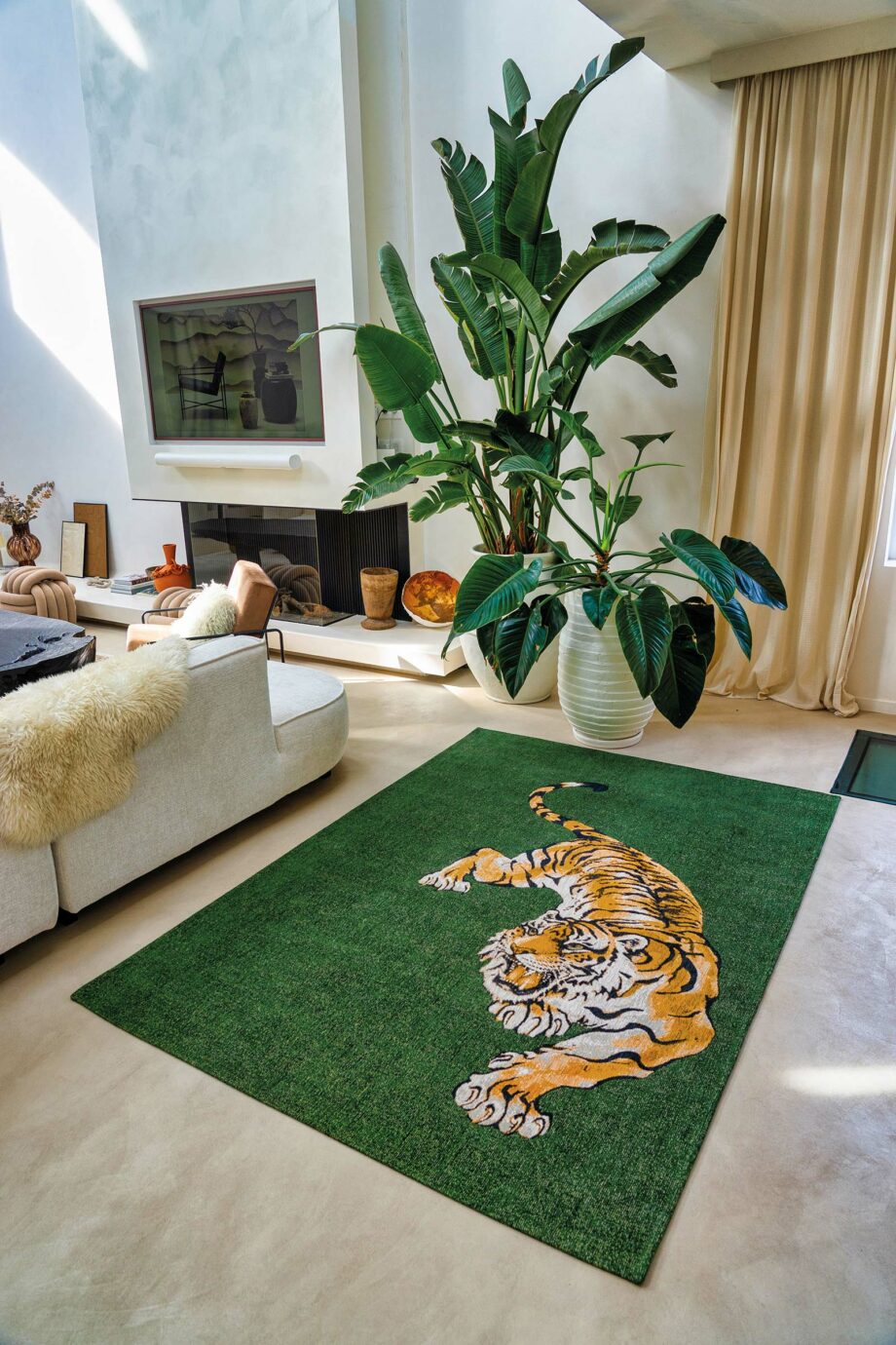 Louis De Poortere carpet Pop 9388 Green On Fire interior 1