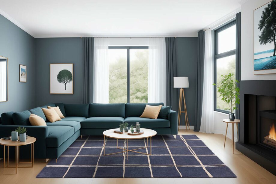 Asiatic carpet Albany Grid Marine interior