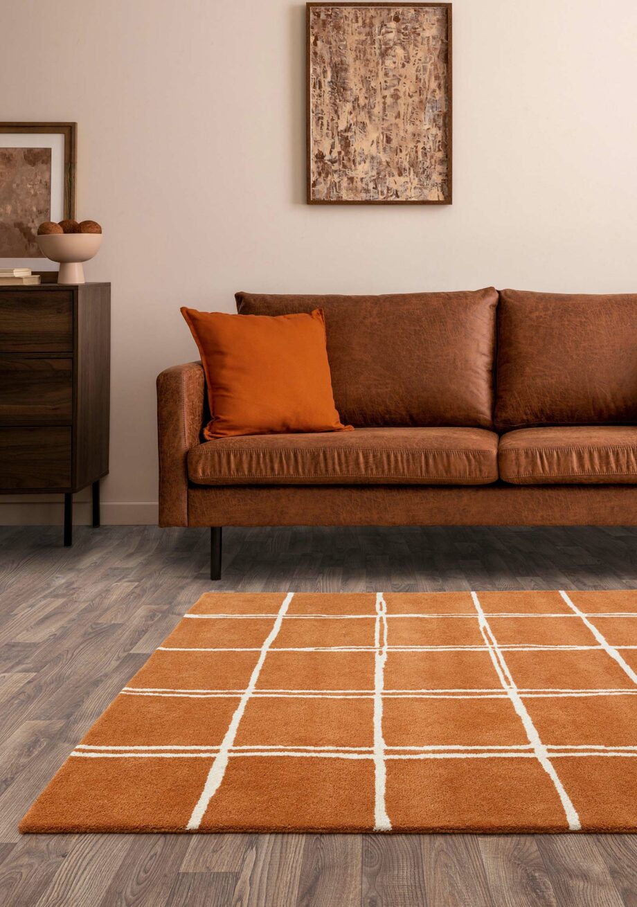 Asiatic carpet Albany Grid Rust interior new