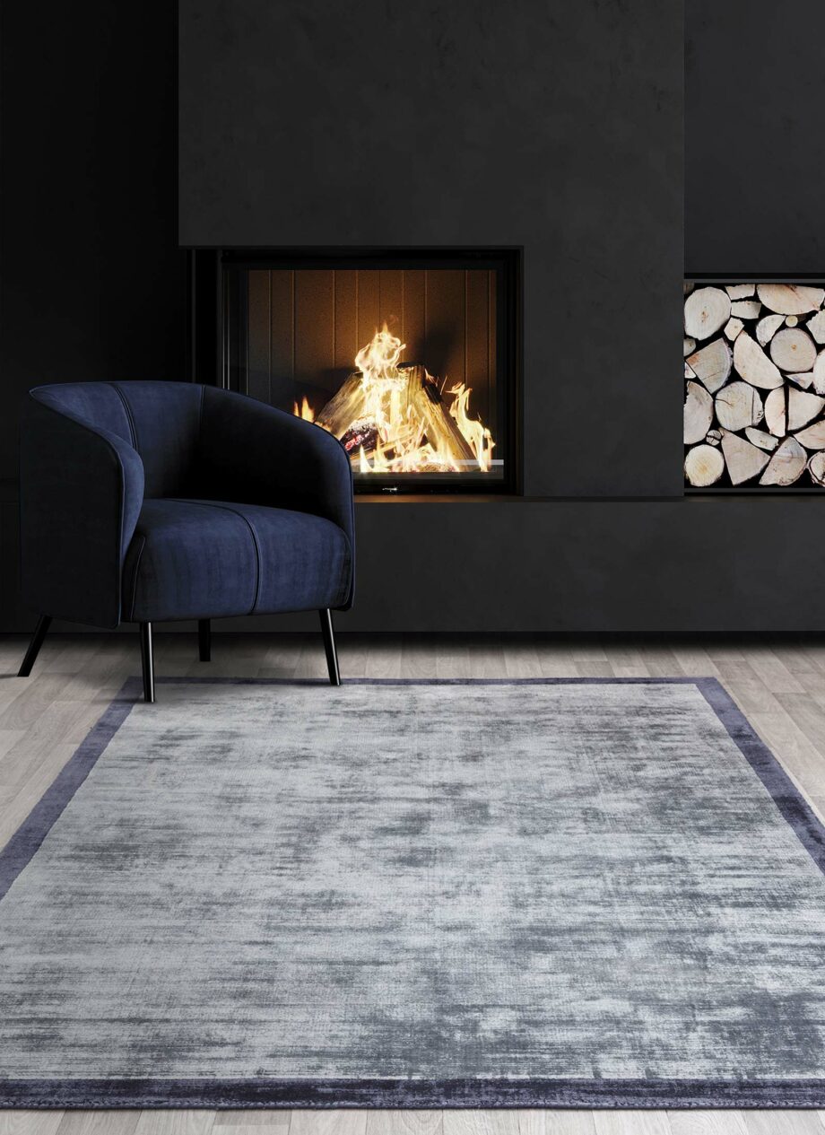 Asiatic carpet Blade Border Airforce 06 Navy interior