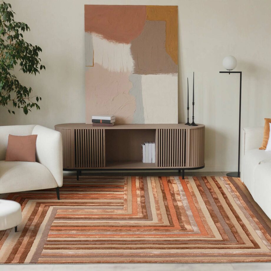 Asiatic carpet Matrix 80 Network Terracotta interior square