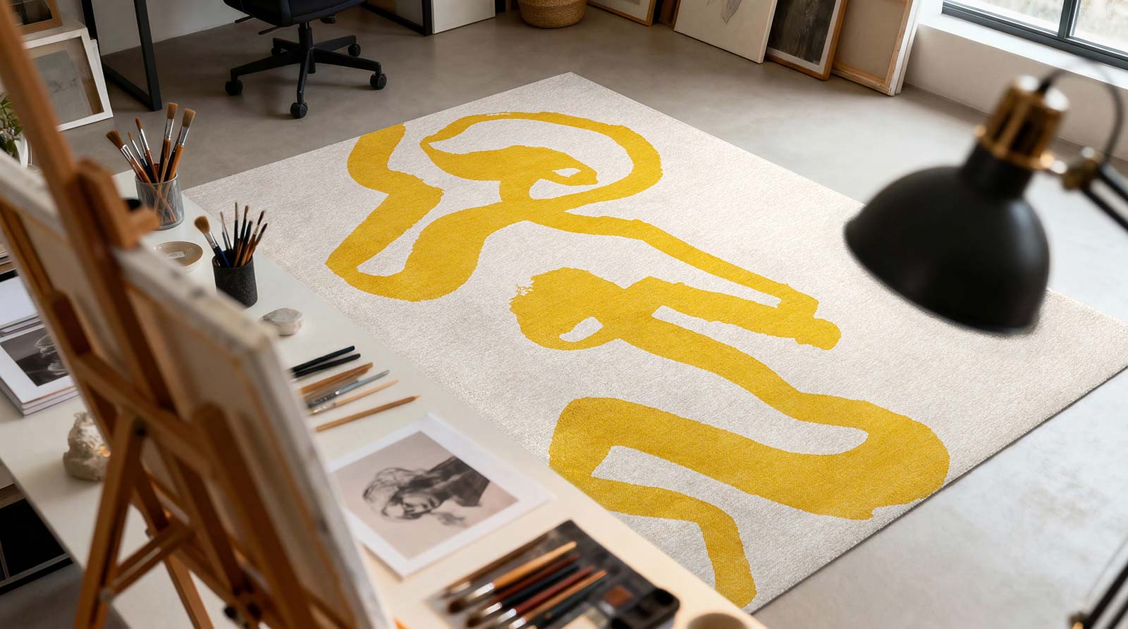 Louis De Poortere carpet Craft 2084 Ribbon Pure Yellow interior 2