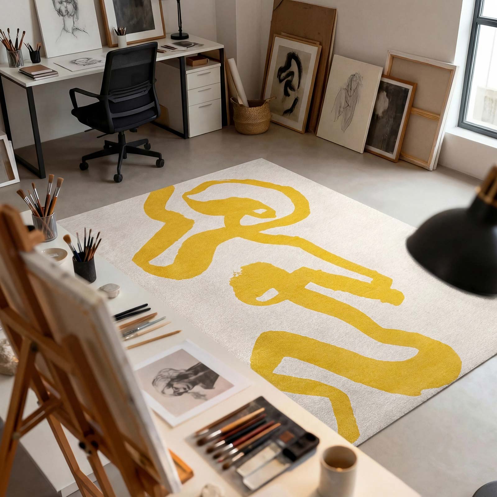 Louis De Poortere carpet Craft 2084 Ribbon Pure Yellow interior