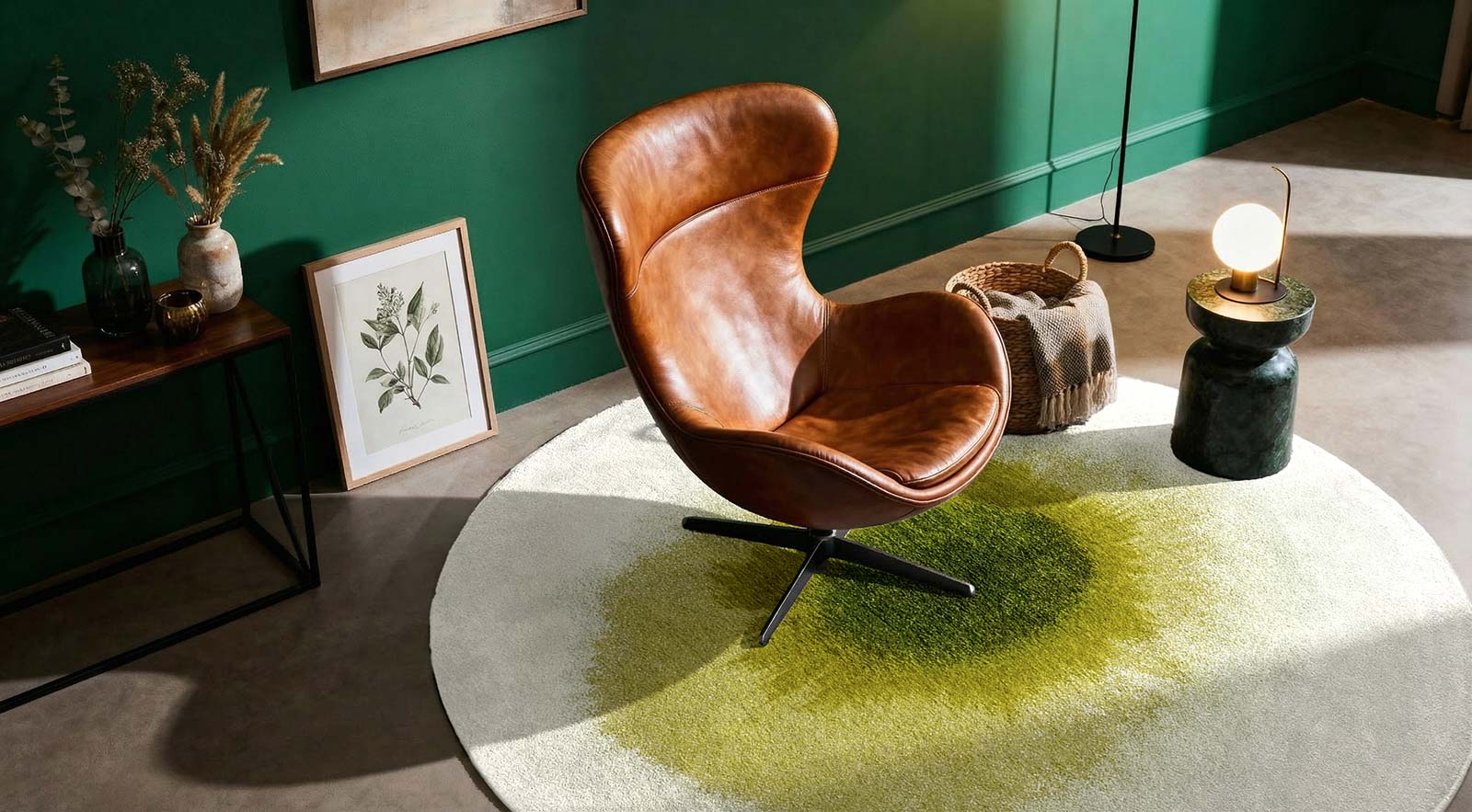 Louis De Poortere carpet Meditation 2105 Drop Green Pepper interior 2
