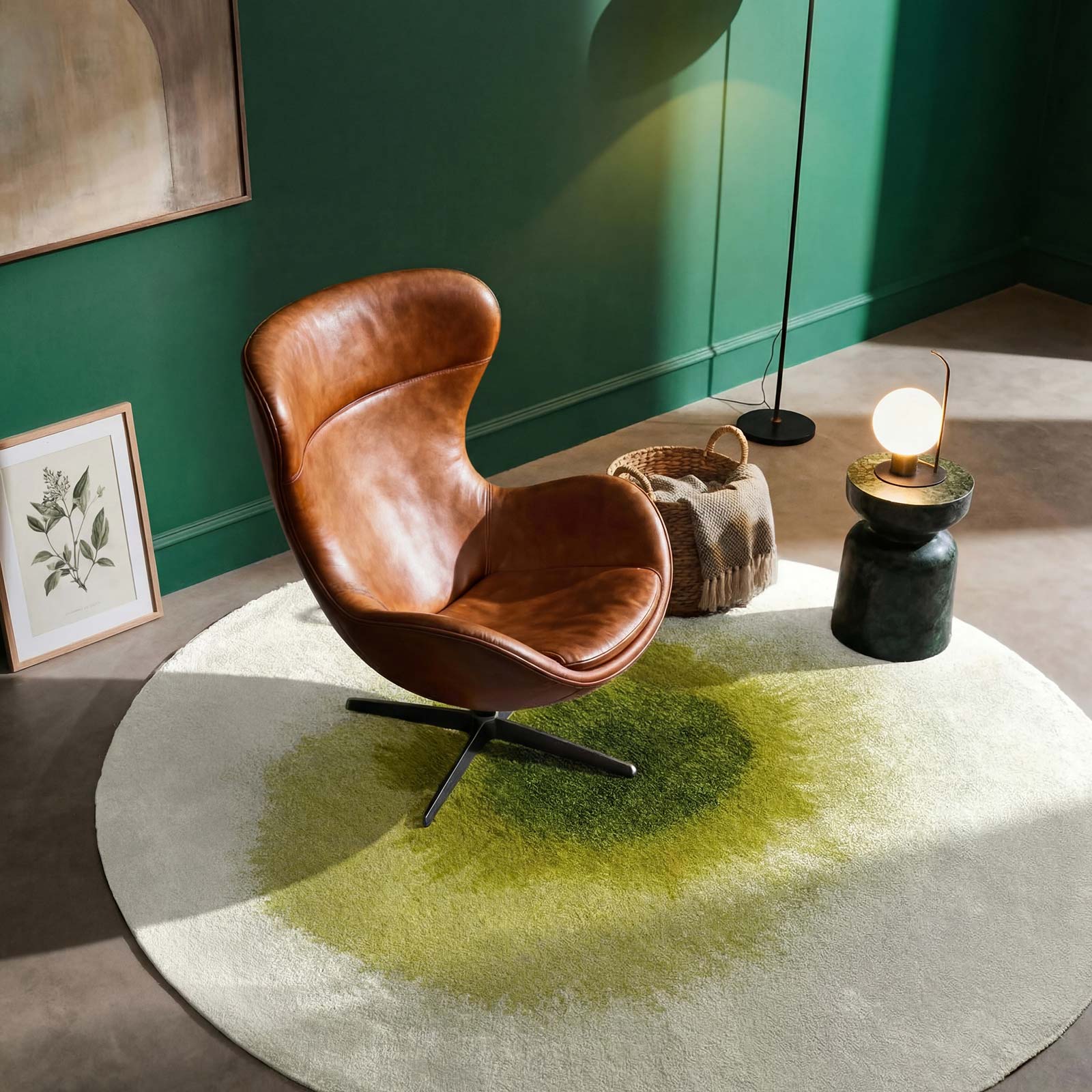 Louis De Poortere carpet Meditation 2105 Drop Green Pepper interior